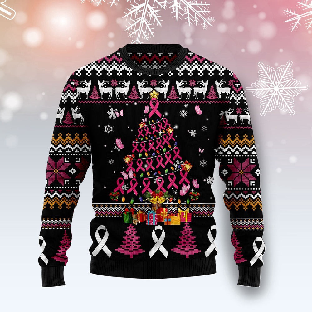 Breast Cancer Awareness Christmas Tree Ugly Christmas Sweater Christmas Gift
