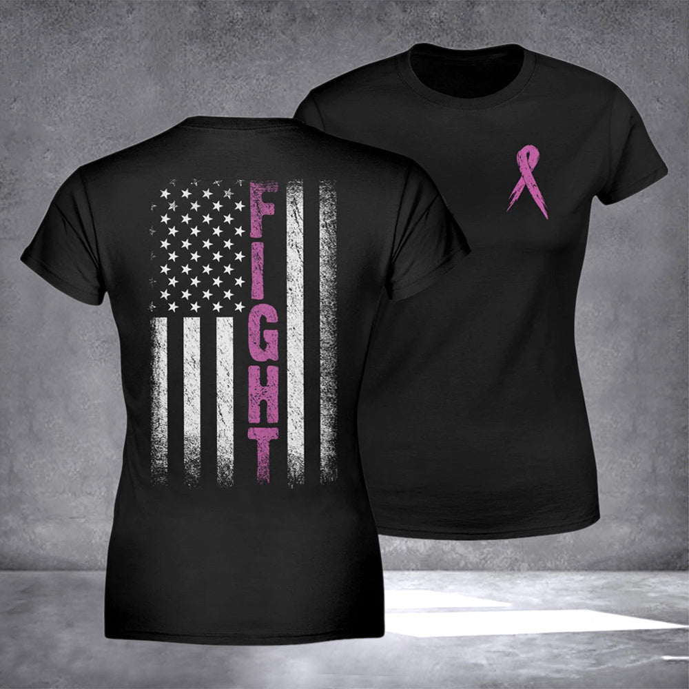 Breast Cancer Awareness Fight American Flag Shirt Breast Cancer Support T-Shirts For Women Breast Cancer Awareness Fight American Flag Shirt Breast Cancer Support T-Shirts For Women