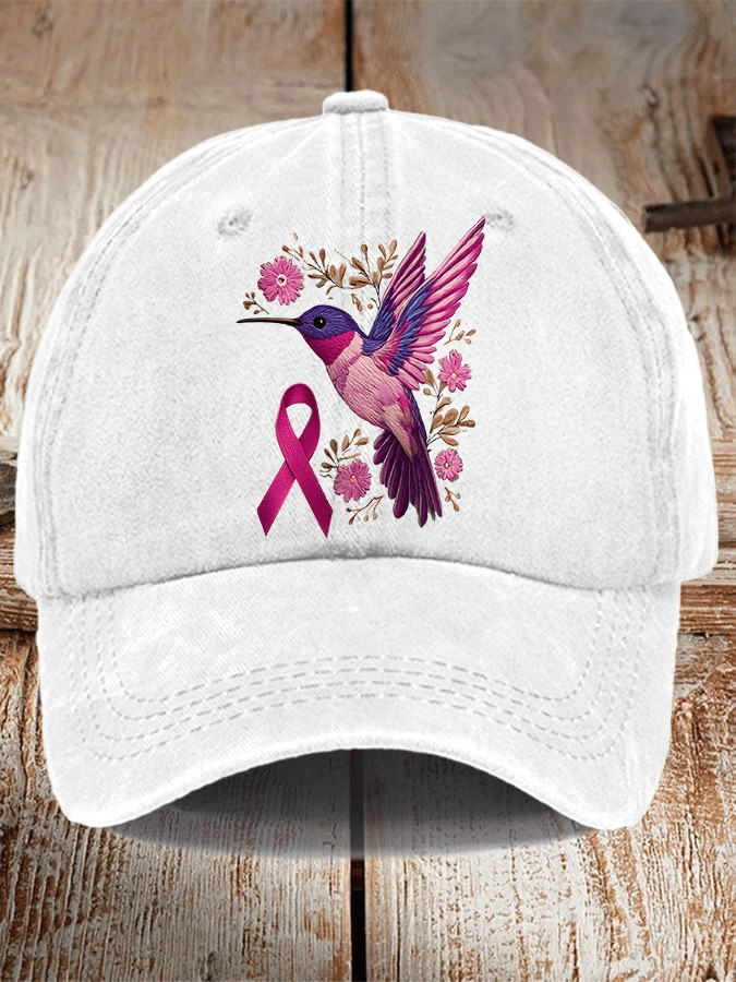 Breast Cancer Awareness Hummingbird Print Hat Breast Cancer Cap Gifts For Mom