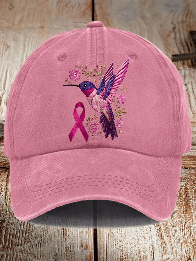 Breast Cancer Awareness Hummingbird Print Hat Breast Cancer Cap Gifts For Mom