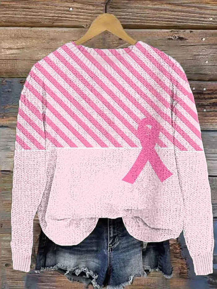 Breast Cancer Awareness Knit Sweater Cozy Clothing Best Holiday Presents For Women
