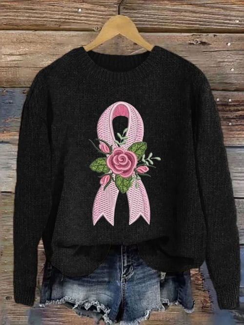 Breast Cancer Awareness Rose Light Pink Sweater Clothing Women's Breast Cancer Presents