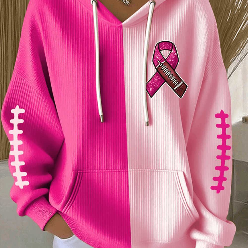 Breast Cancer Awareness Rugby Ribbon Hoodie Protect Your Breast Clothing Gift For Her