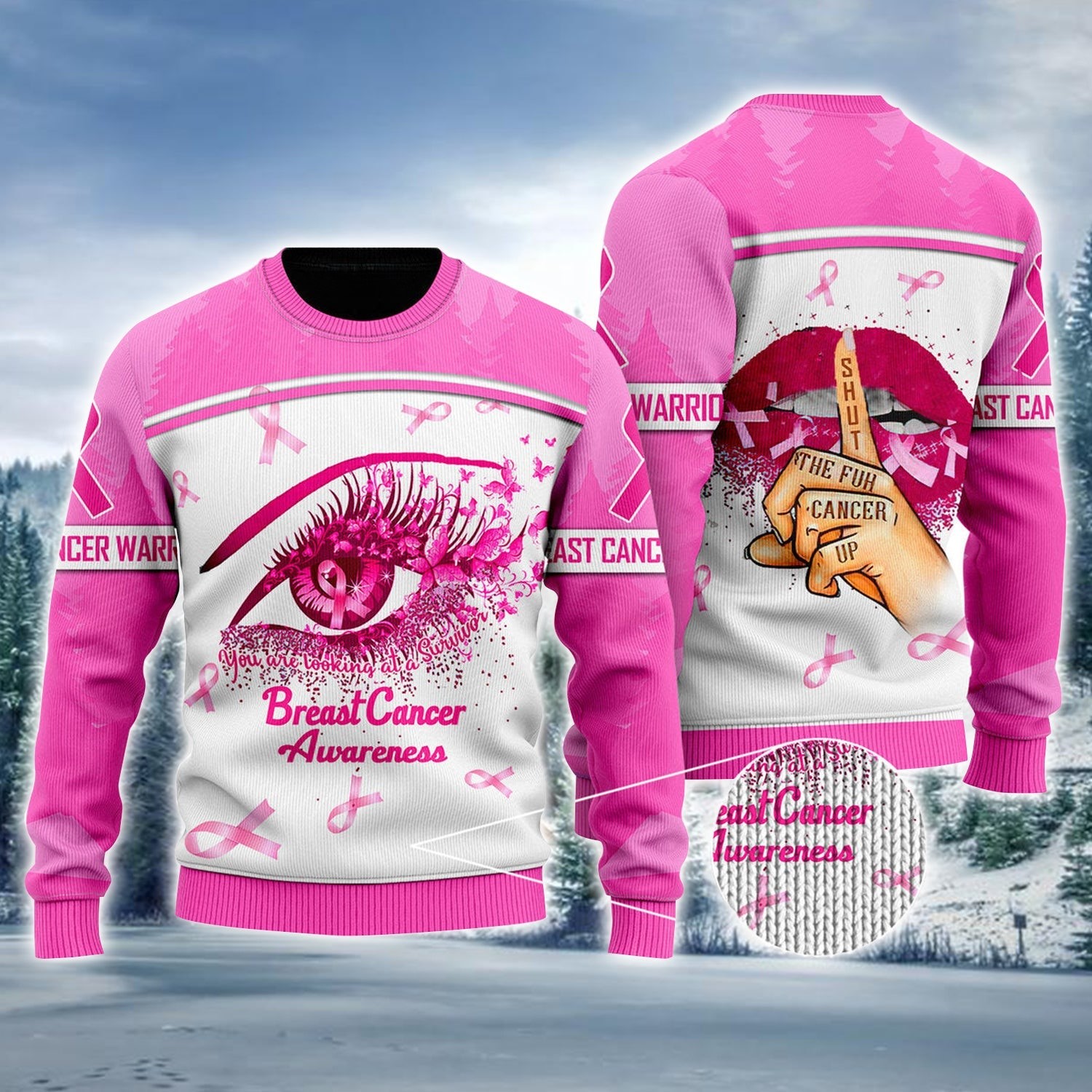 Breast Cancer Awareness Ugly Holiday Jumper Winter Clothing Xmas Gift For Women