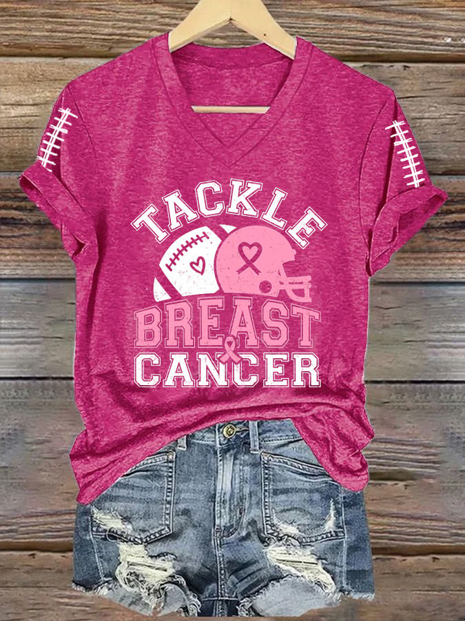 Breast Cancer Awareness V-Neck Shirt Tackle Breast Cancer Shirt Unique Presents For Mother