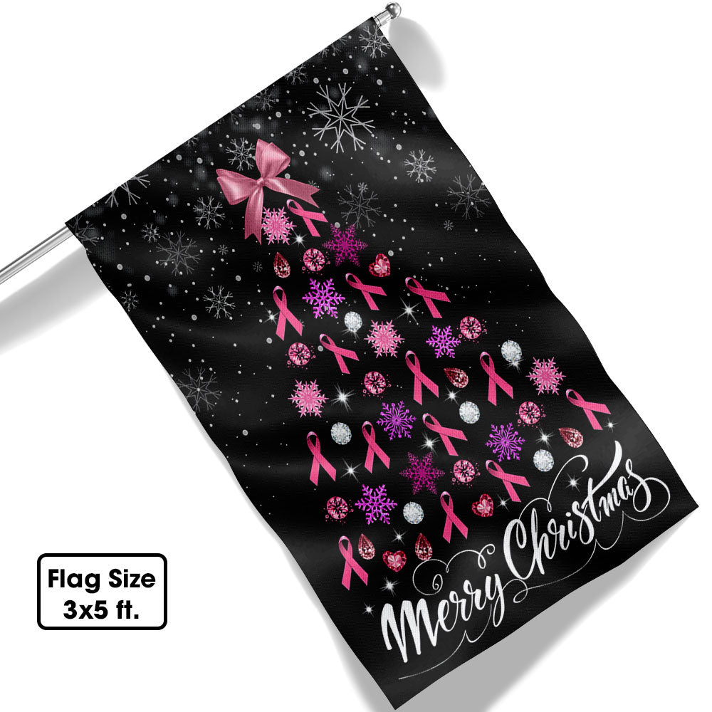 Breast Cancer Christmas Flag Merry Christmas Christmas Tree