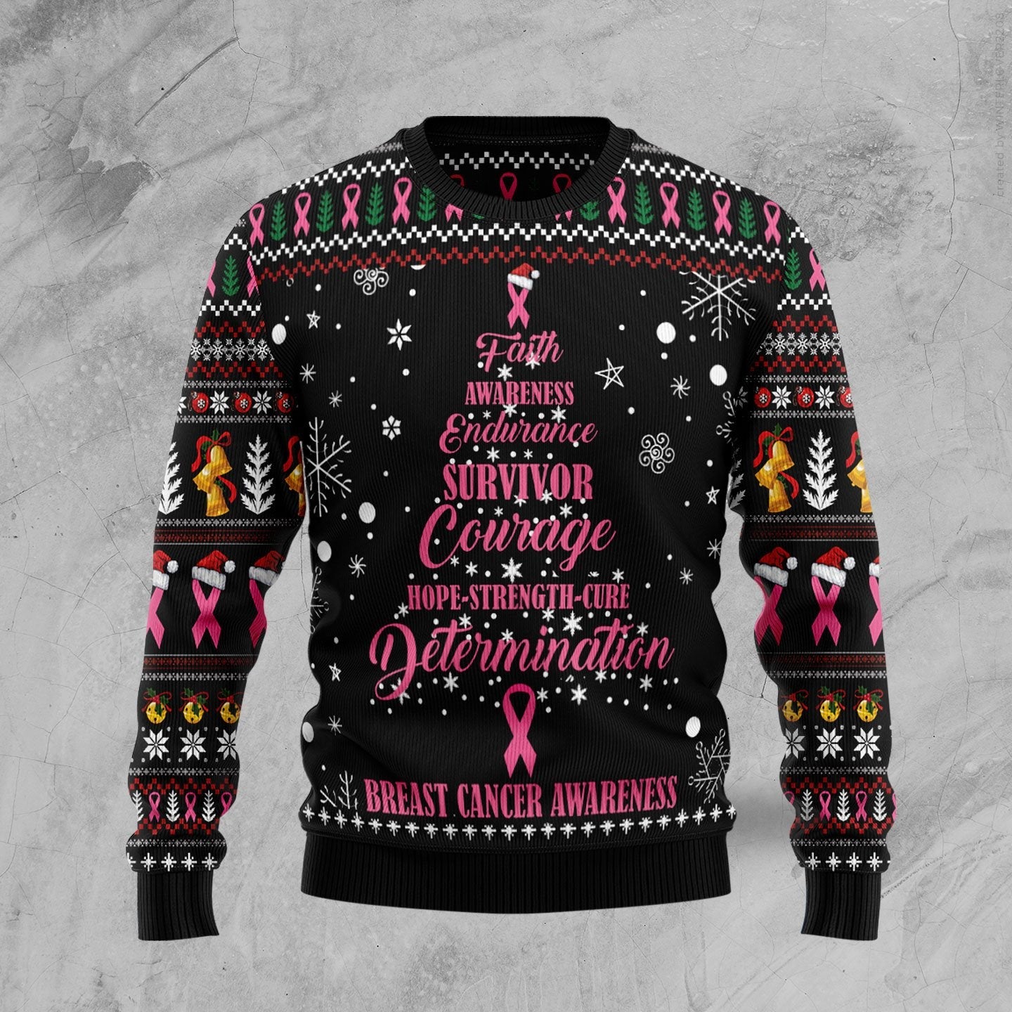 Breast Cancer Christmas Tree Ugly Sweater Helpful Message Apparel Xmas Gifts For Women