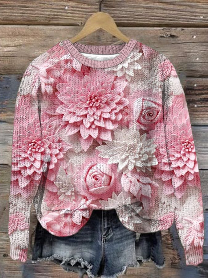 Breast Cancer Flower Sweater Special Pullover Best Breast Cancer Gifts For Her
