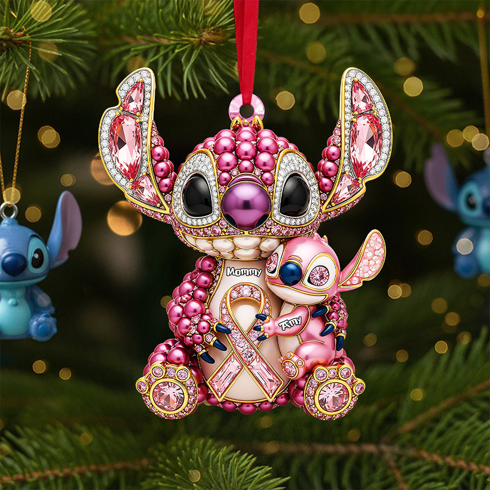 Breast Cancer Mom Ornament - Personalized Gifts For Mom - Funny Christmas Ornament Gift