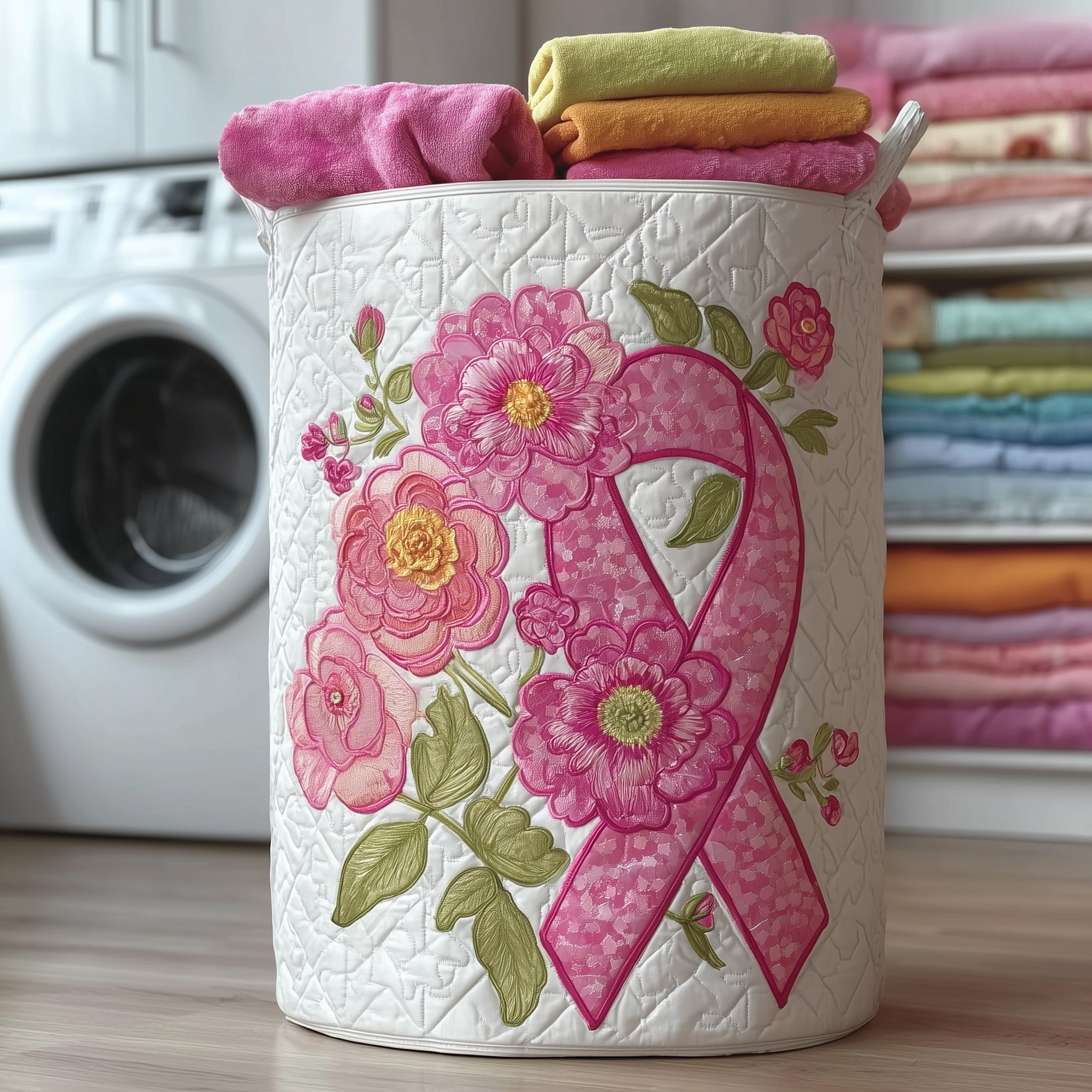 Breast Cancer Quilted Laundry Basket Father's Day Merch Gift