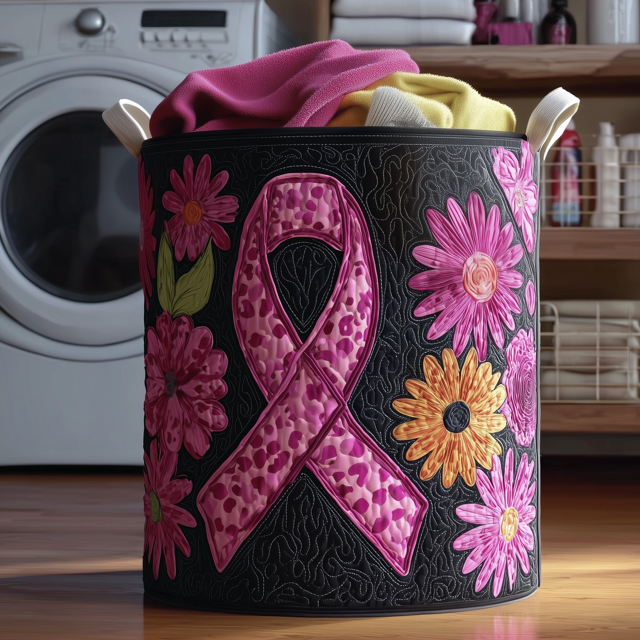 Breast Cancer Quilted Laundry Basket Merch For Couples