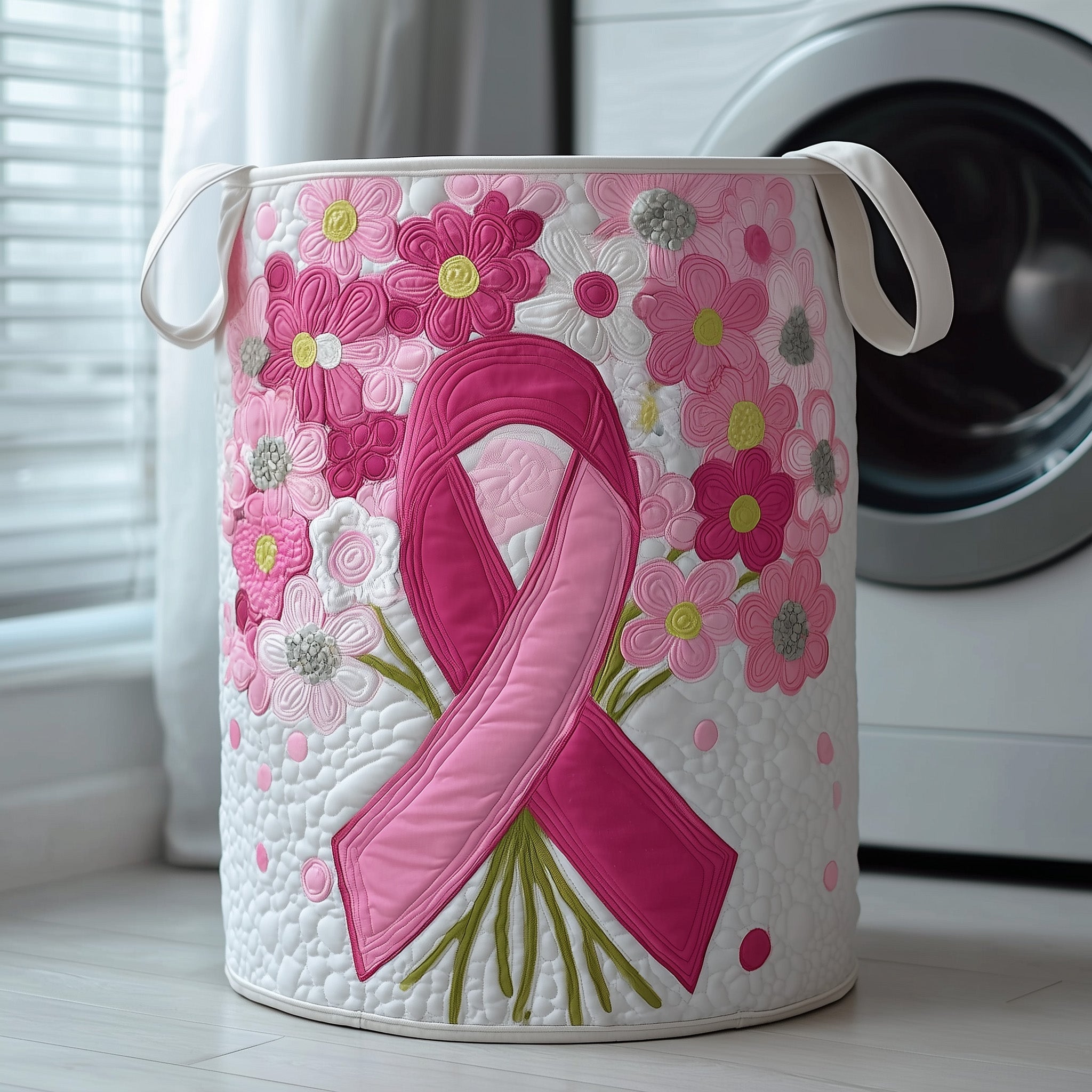 Breast Cancer Quilted Laundry Basket Pink Ribbon Unique Gifts For Mom
