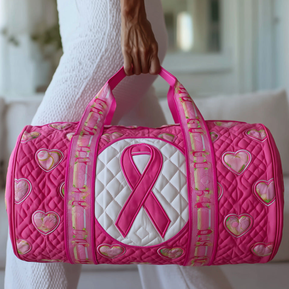 Breast Cancer Ribbon Quilted Duffle Bag Gift For Dad