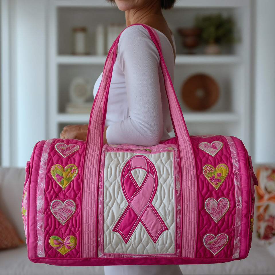 Breast Cancer Ribbon Quilted Duffle Bag Gift For Kids