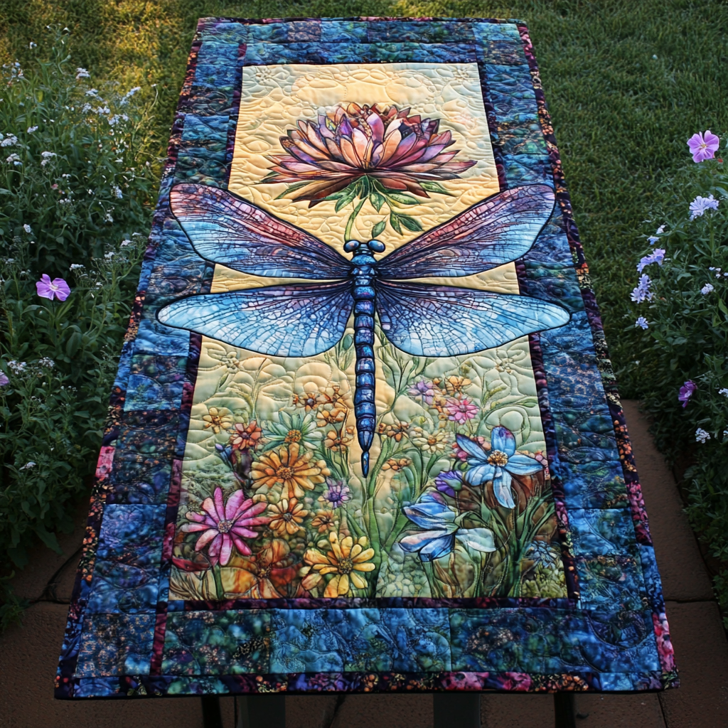 Breeze Hover Quilted Table Runner Dining Room Table Runner Decor Birthday Presents For Dragonfly Lovers