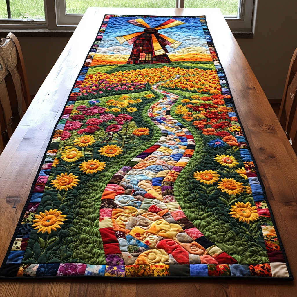 Breeze Spin Quilted Table Runner Dining Table Decor Presents For Wolf Lovers