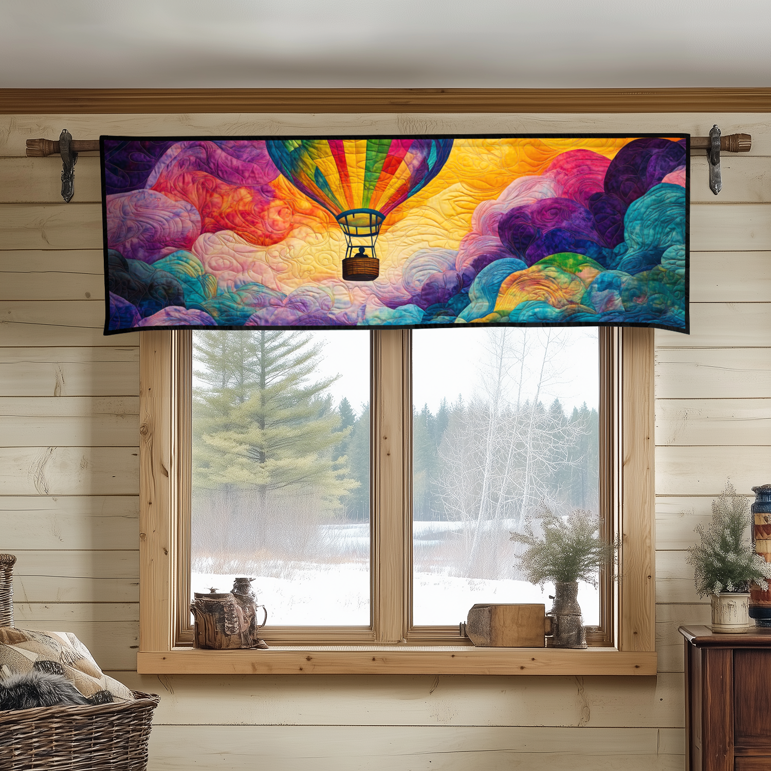 Breezy Ascent Quilted Valance Front Entryway Ideas Sky Air Balloon Theme Items