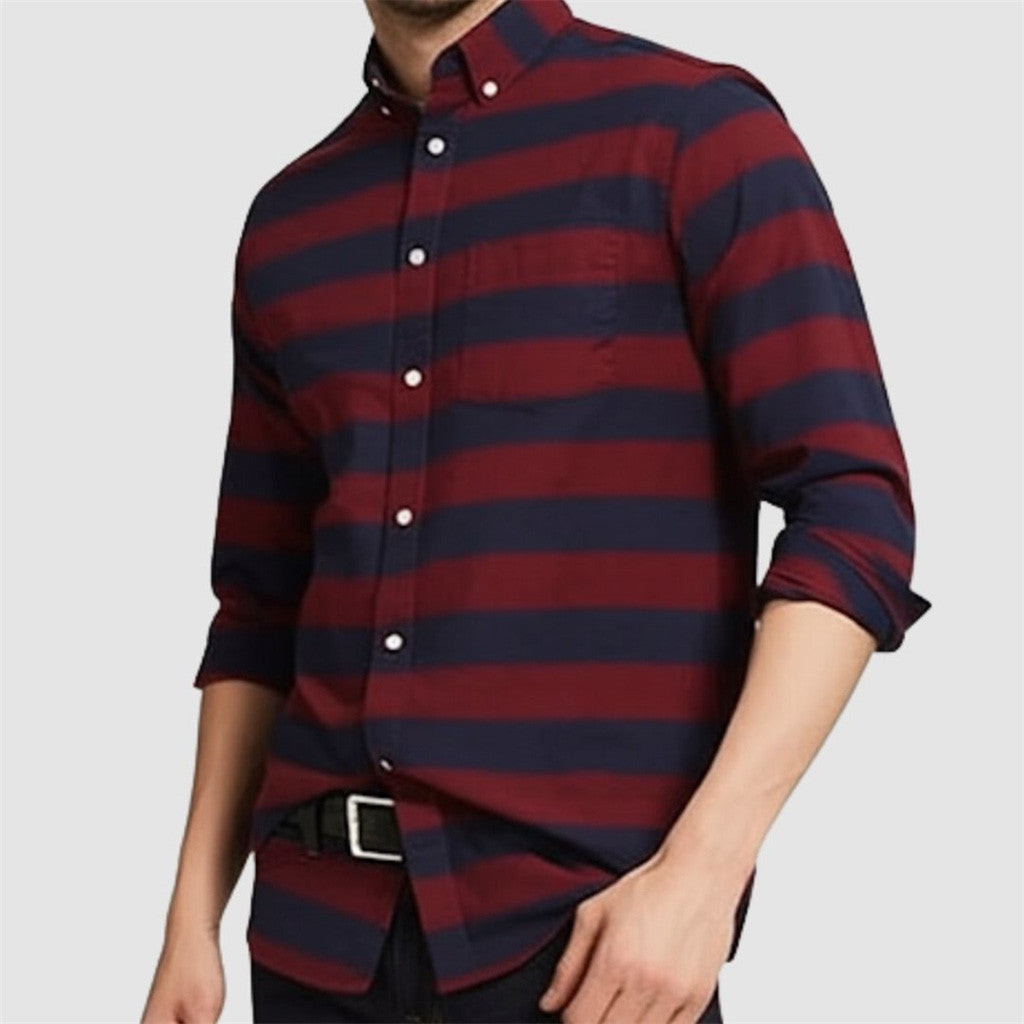 Brennan Lee Mulligan Striped Shirt Long Sleeve Button Up Shirt Gifts For Boyfriend