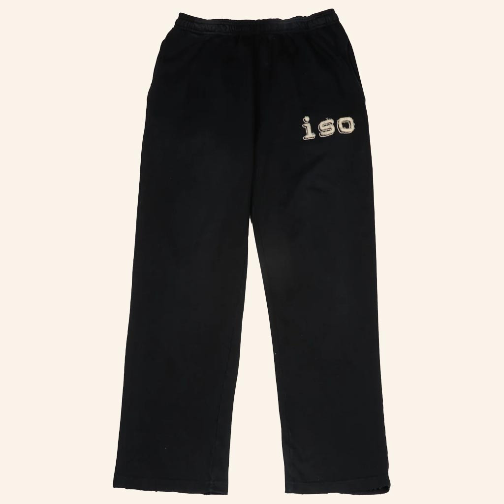 Brent Faiyaz Merch ISO Frayed Logo Sweatpant Black Gifts For Music Fans