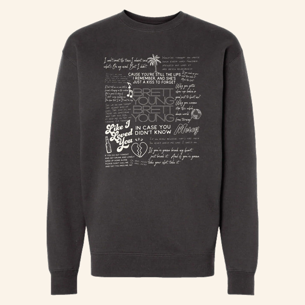 Brett Young Merch Tour 2025 Black Songs Crewneck Sweatshirt Unique Gifts For Music Lovers Brett Young Merch Tour 2025 Black Songs Crewneck Sweatshirt Unique Gifts For Music Lovers