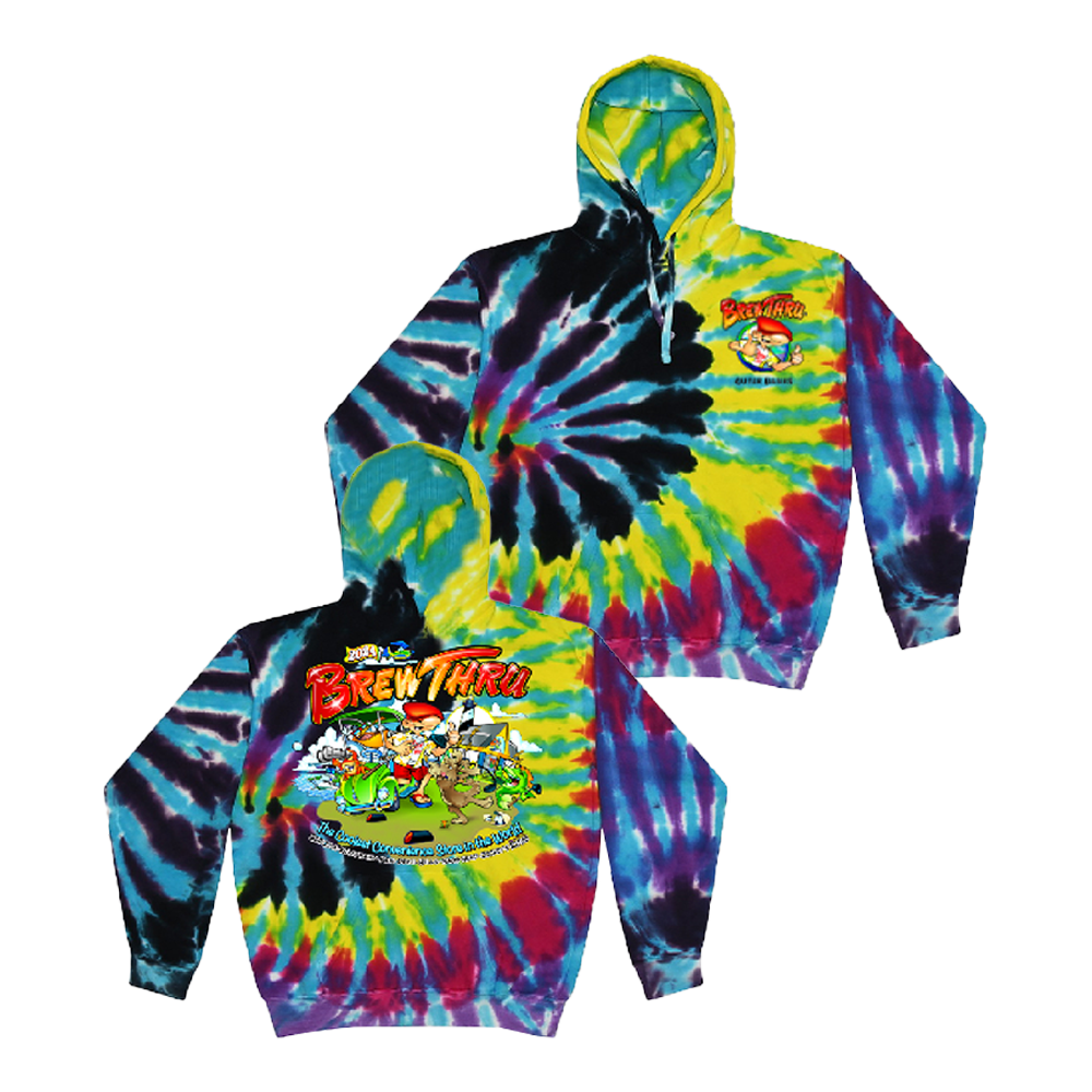 Brew Thru Merch 2024 Annual Flashback Tie Dye Hoodie Dad Fathers Day Gifts