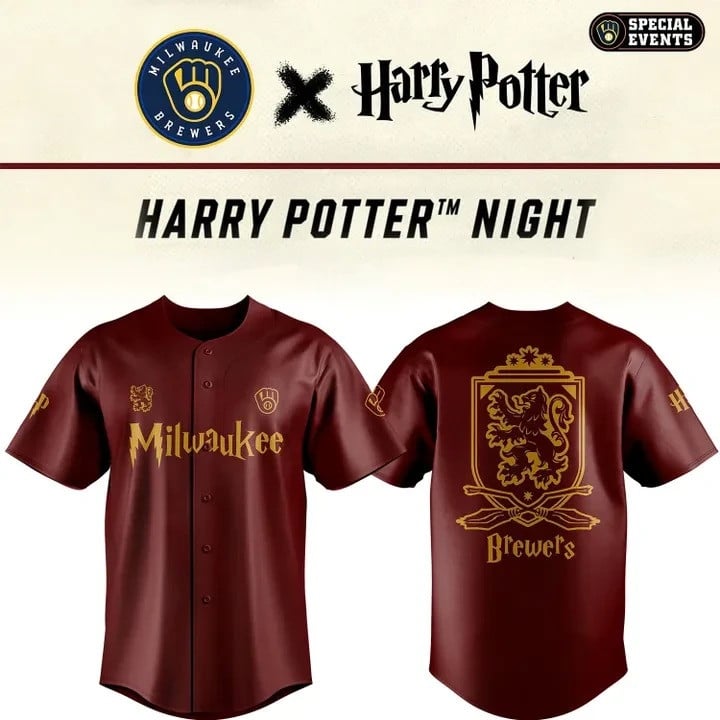 Brewels Milwaukee x Harry Potter Night Baseball Jersey Gifts For Baseball Fans
