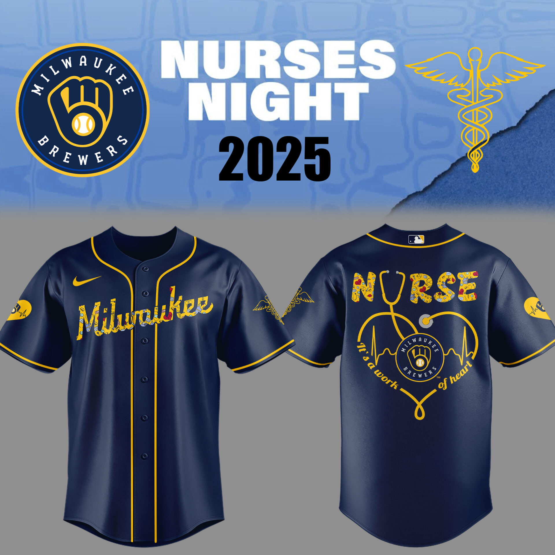 Brewers Baseball Nurses Night Navy Jersey Unique Baseball Gifts