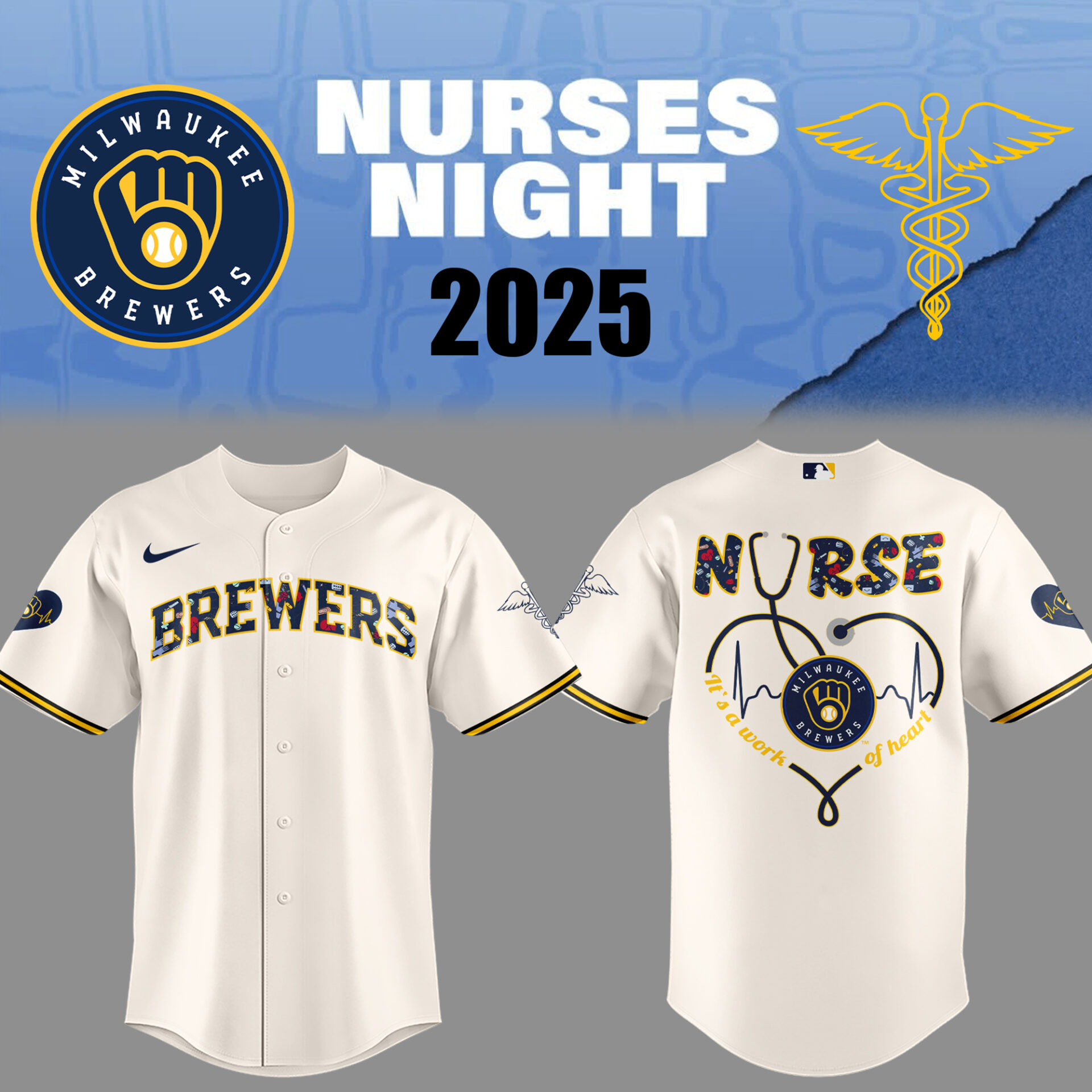 Brewers Baseball Nurses Night White Jersey Baseball Gifts Ideas