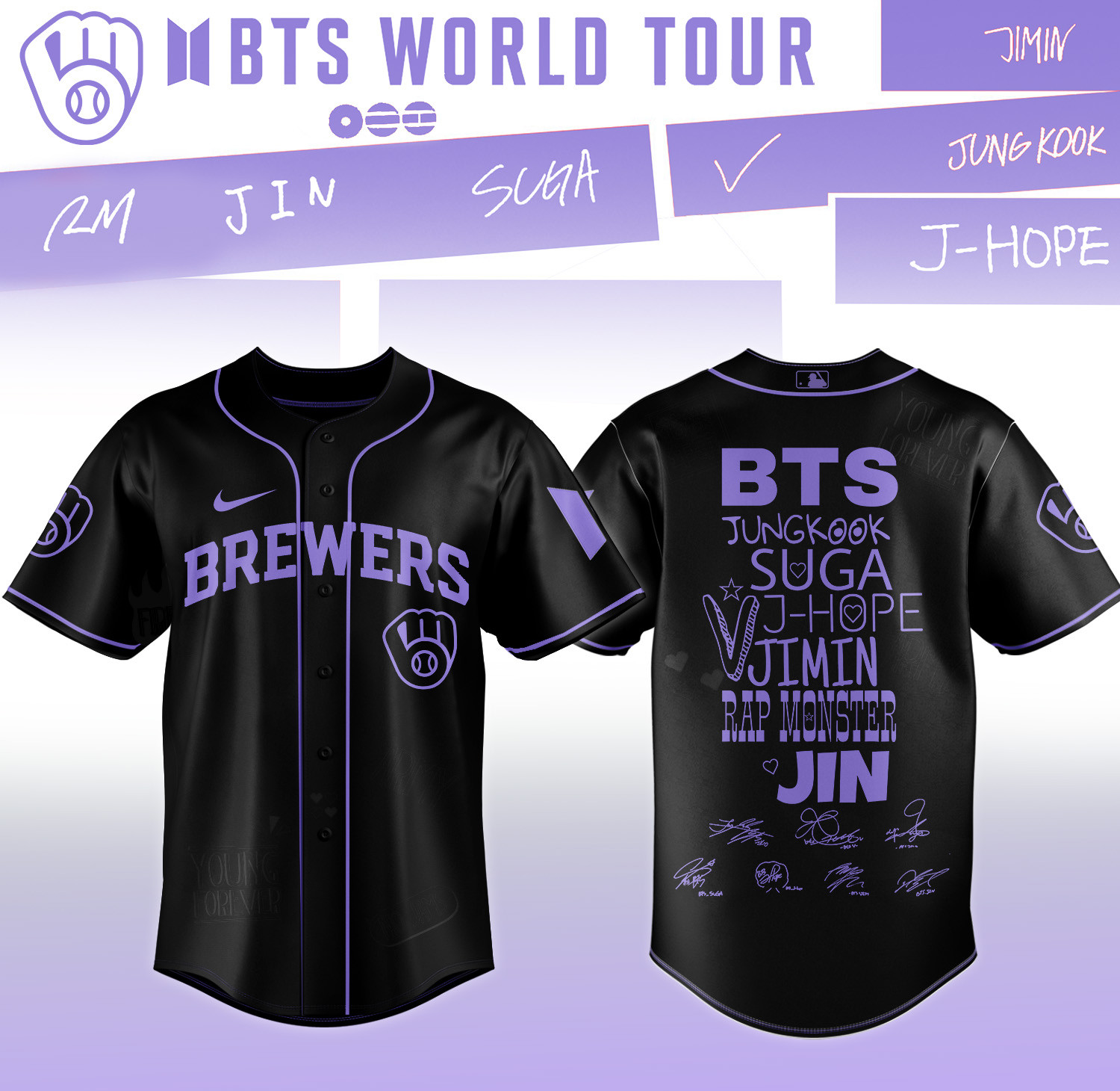 Brewers x BTS Arirang World Tour 2026 Jersey 2026 MLB Playoffs Merch Unique Gift For Boyfriend