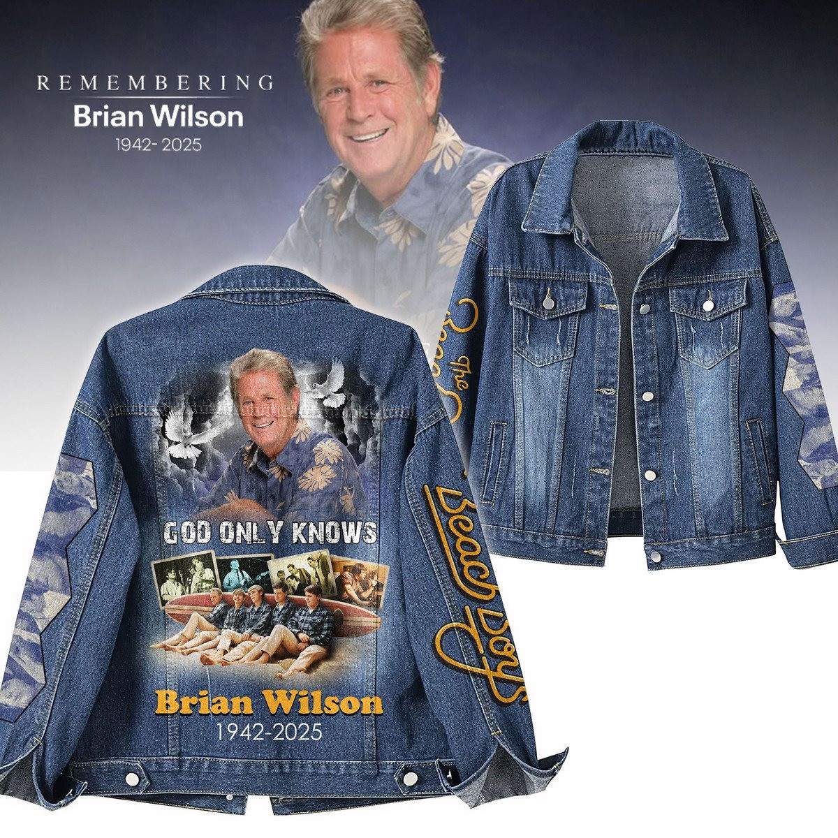 Brian Wilson Remembering God Only Knows 1942 2025 Denim Jacket Gifts For Music Lovers
