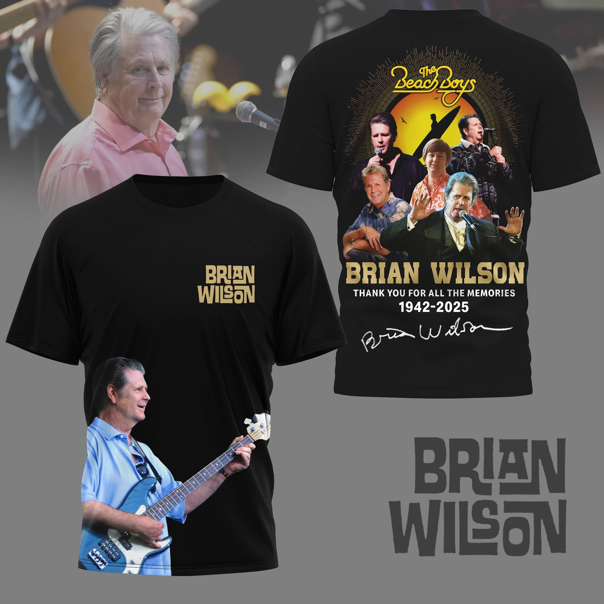 Brian Wilson Rest In Peace T-Shirt The Beach Boys Thank You For The Memories Rock Fan Gifts
