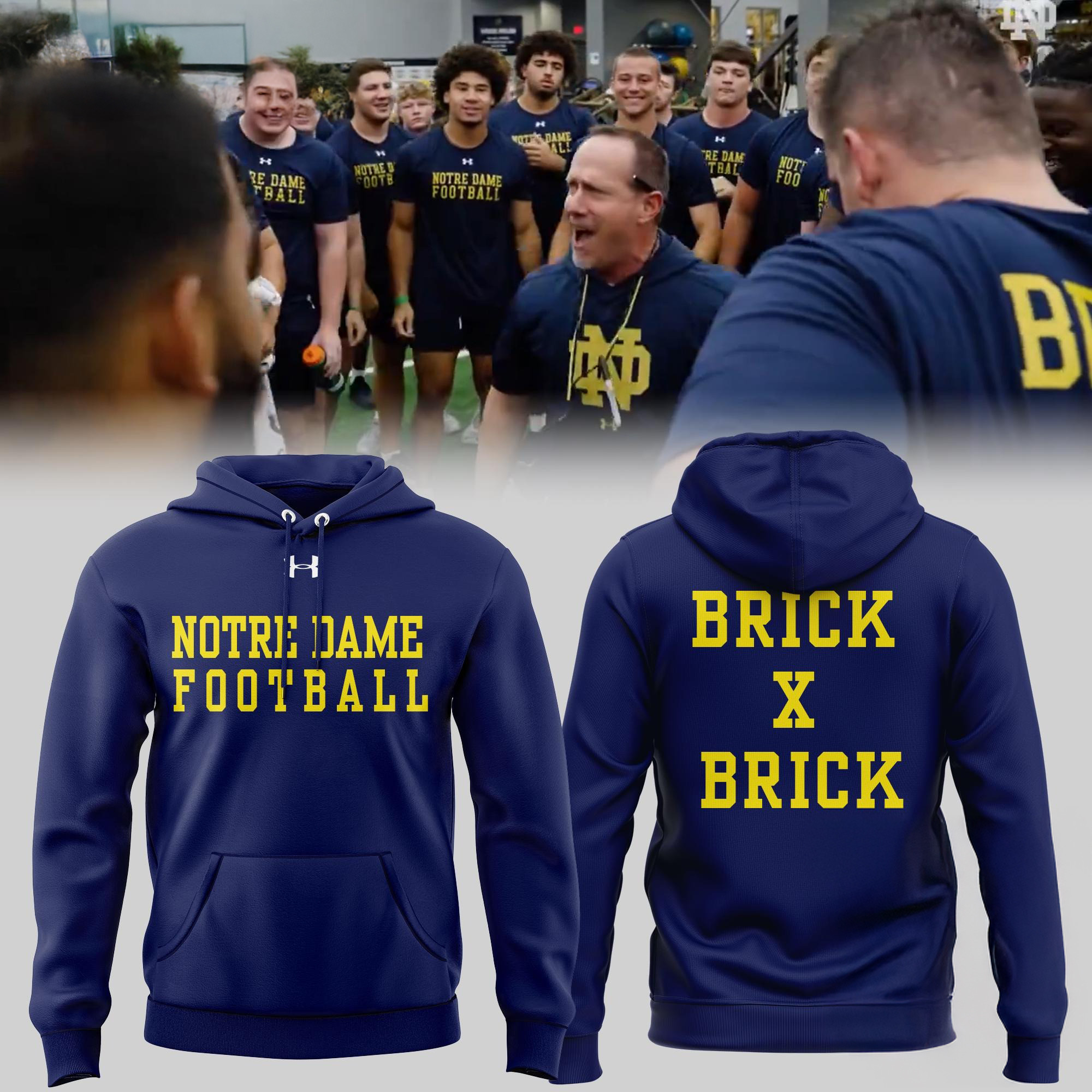Brick x Brick Notre Dame Fighting Irish Football Team Hoodie Best Football Gifts