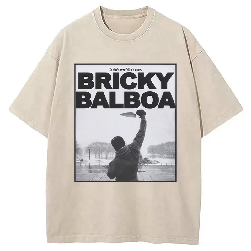 Bricky Balboa Funny Brick Layer Washed T-Shirt Retro Streetwear Graphic Top Gifts For Her