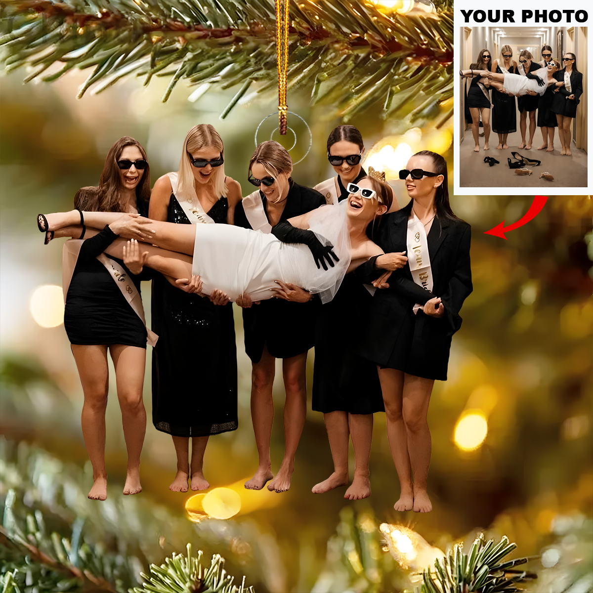 Bride Tribe Party Personalized Photo Mica Ornament Christmas Gift For Newlywed Couples