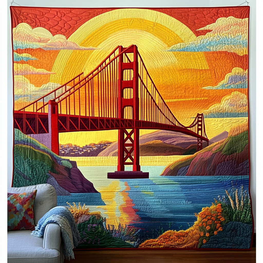 Bridge in Bloom Quilted Blanket Best Throw Blanket Gift Ideas For Nature Lovers