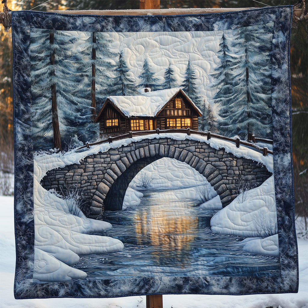Bridge Over Village Quilted Blanket Christmas Throw Blanket Best Presents For Grandmas
