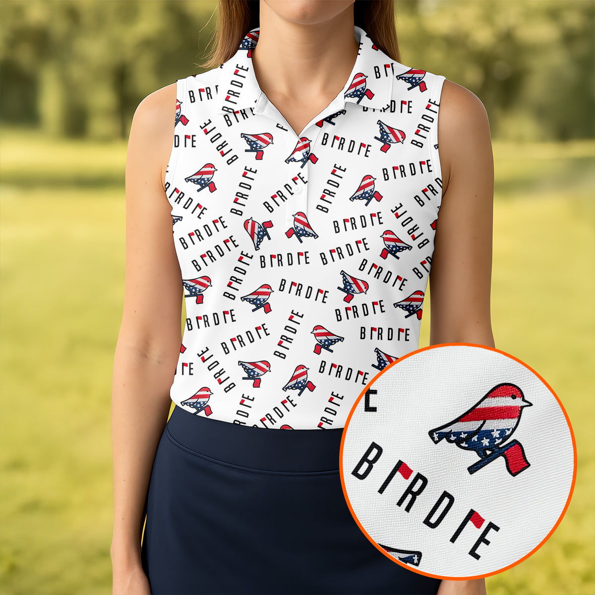 Bridie Patriotic Sleeveless Polo Shirt Patriot Golf Shirts Gifts For Female Golfers
