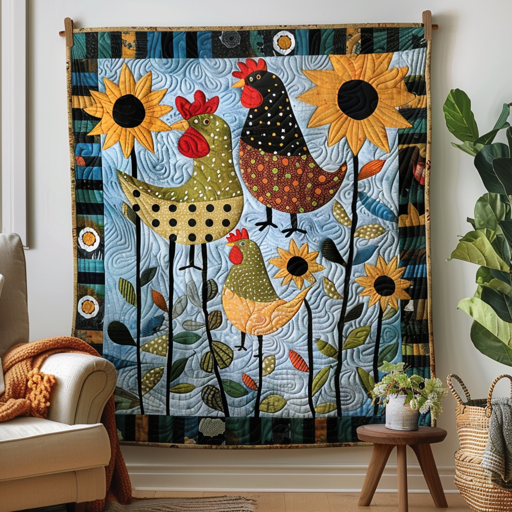 Bright Barnyard Quilted Blanket Gifts For Chicken Owners
