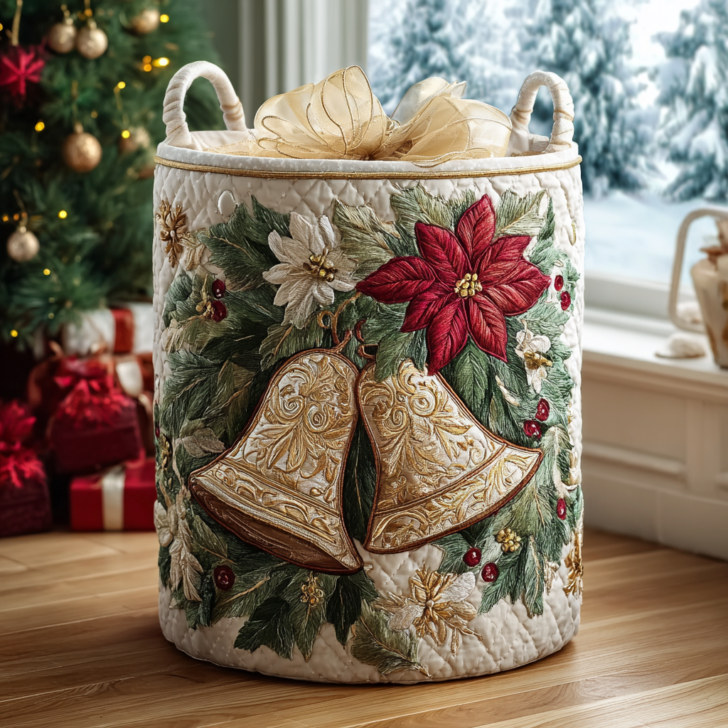 Bright Bell Quilted Laundry Basket Merch For Cozy Nights