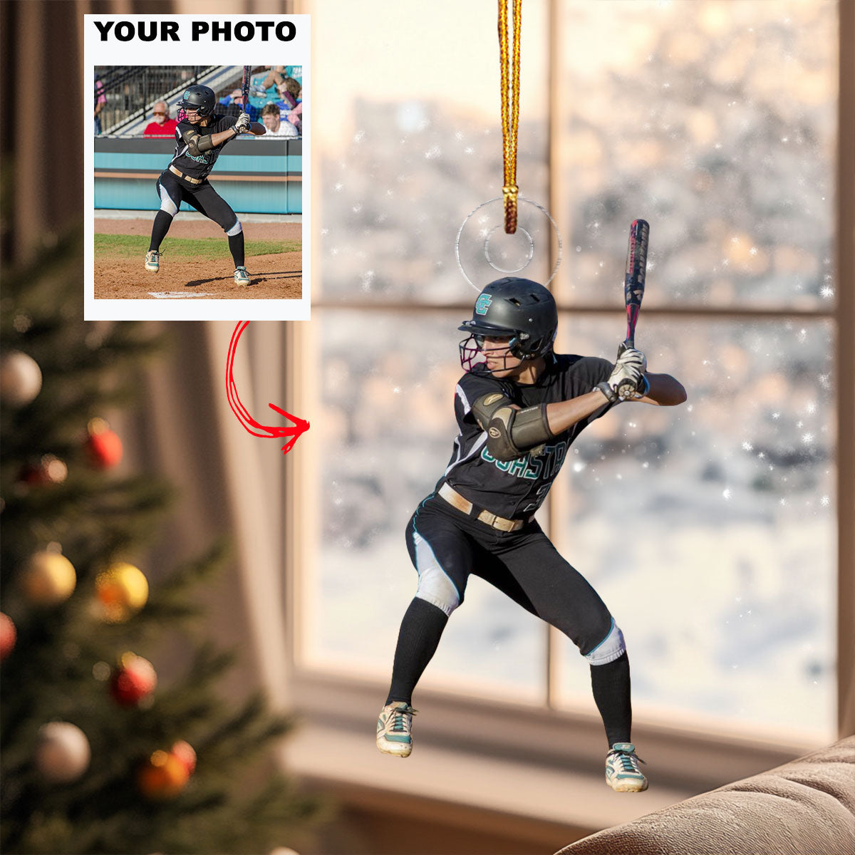 Bright Bliss Personalized Photo Mica Ornament Christmas Gift For Baseball Players Base