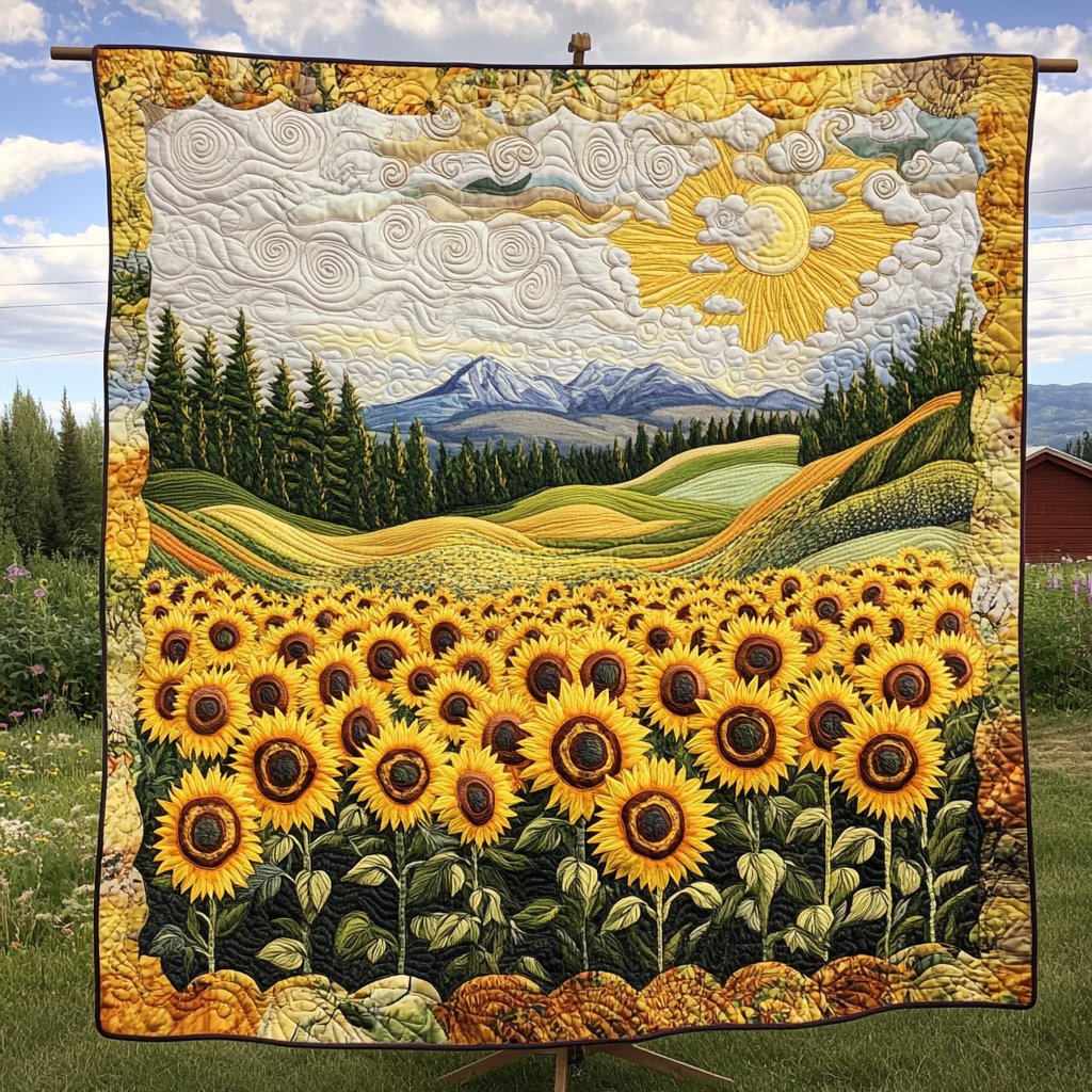 Bright Bloom Quilted Blanket Christmas Holiday Sunflower Gifts For Women