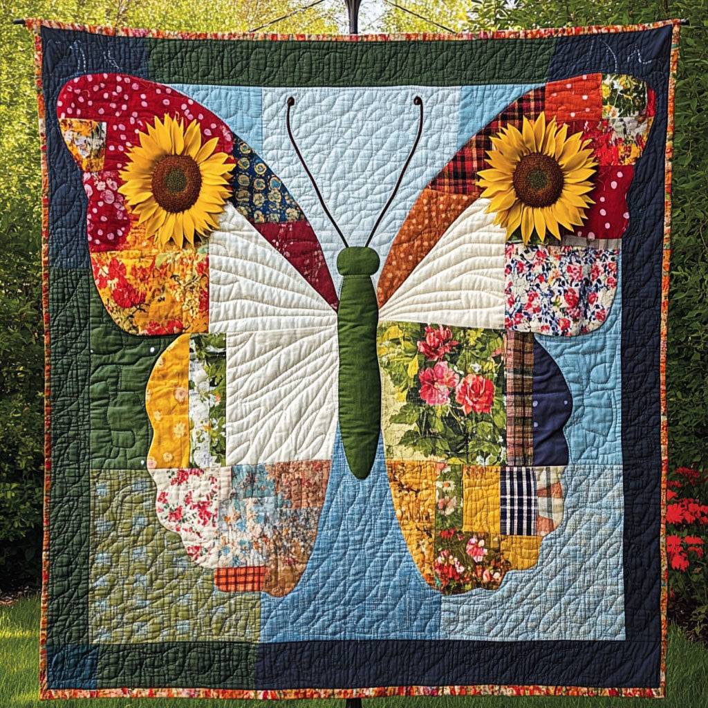 Bright Bloom Quilted Blanket Xmas Holiday Butterfly Gift Ideas Birthday