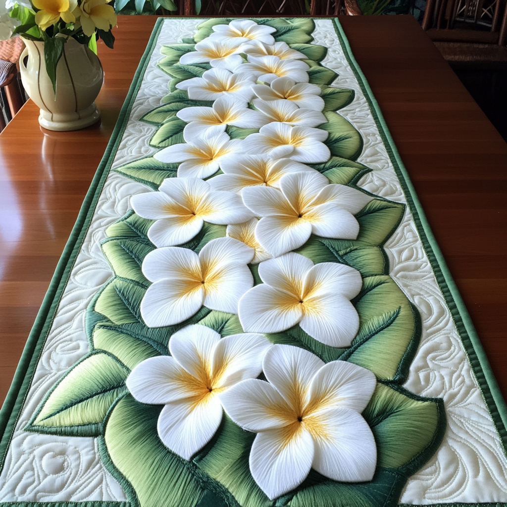 Bright Bloom Quilted Table Runner Elegant Holiday Table Runners Gifts For Flower Enthusiasts