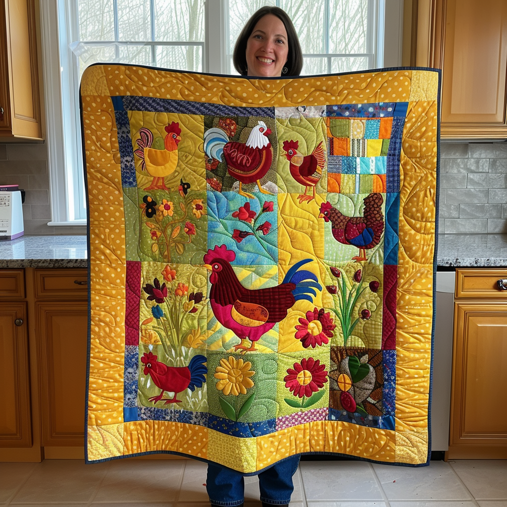 Bright Blooms Quilted Blanket Gifts For Chicken Owners