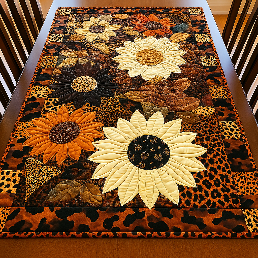 Bright Blooms Quilted Table Runner Flower Table Cover Dining Room Decor