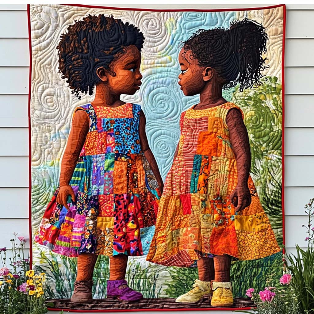 Bright Blossoms Quilted Blanket Bed Christmas Decor Black History Month Gifts