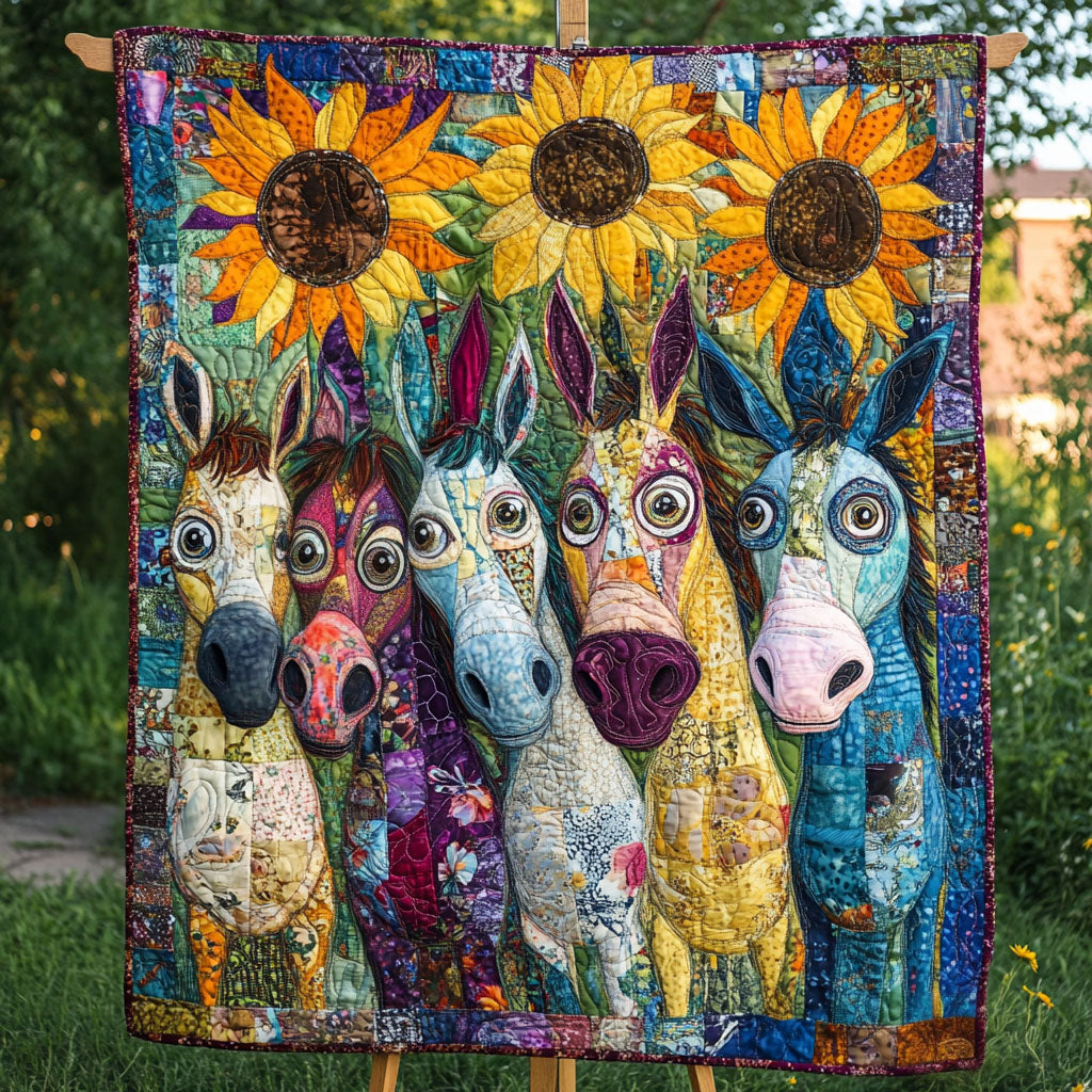 Bright Burros Quilted Blanket Sofa Couch Throw Blanket Donkey Novelty Gifts