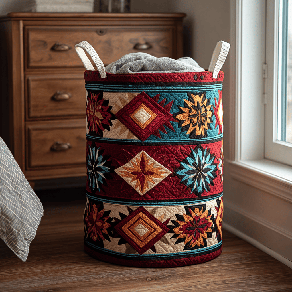 Bright Canyon Quilted Laundry Basket Unique Quilted Basket Gift for Holiday Season 2025