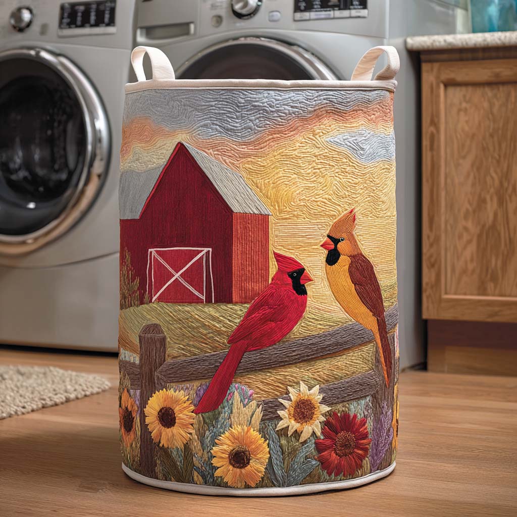 Bright Cardinal Quilted Laundry Basket Graduation Merch Gift
