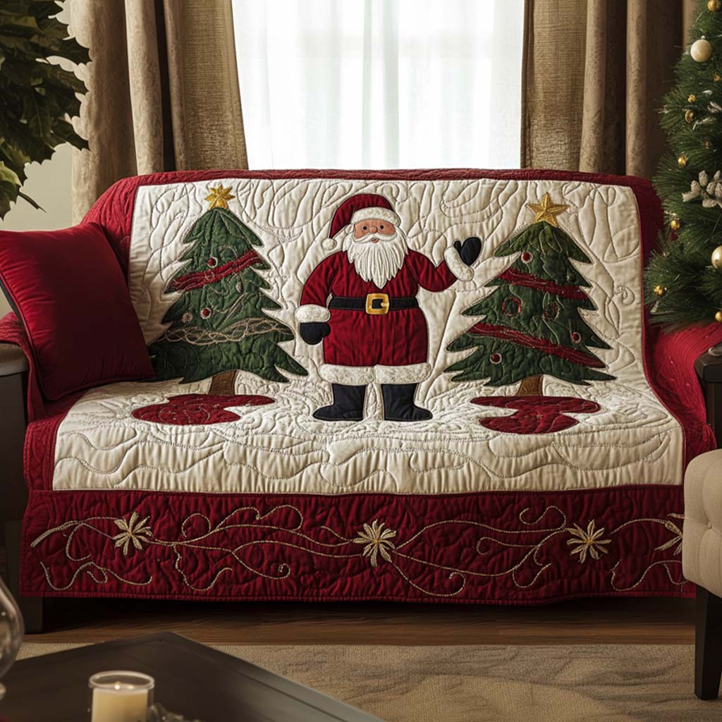 Bright Christmas Quilted Sofa Cover Christmas Living Decor Unique Gifts For Family